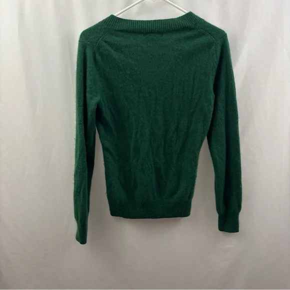 Banana Republic 100% Cashmere Women’s Med V Neck Long Sleeve Sweater Top Green - Picture 6 of 8